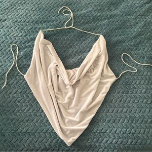 White Draped Open Back Top